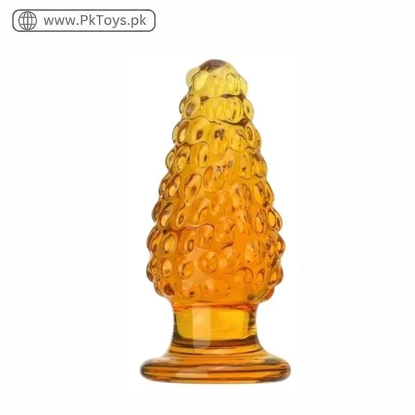Orange Textured Glass Butt Plug In Pakistan