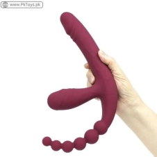 Vibrating Strapless Strap On Triple Dildo In Pakistan
